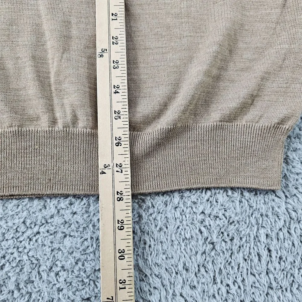 Joseph Abboud Sweater Mens XXL Tan Merino Wool Modern Fit V Neck Pullover Casual